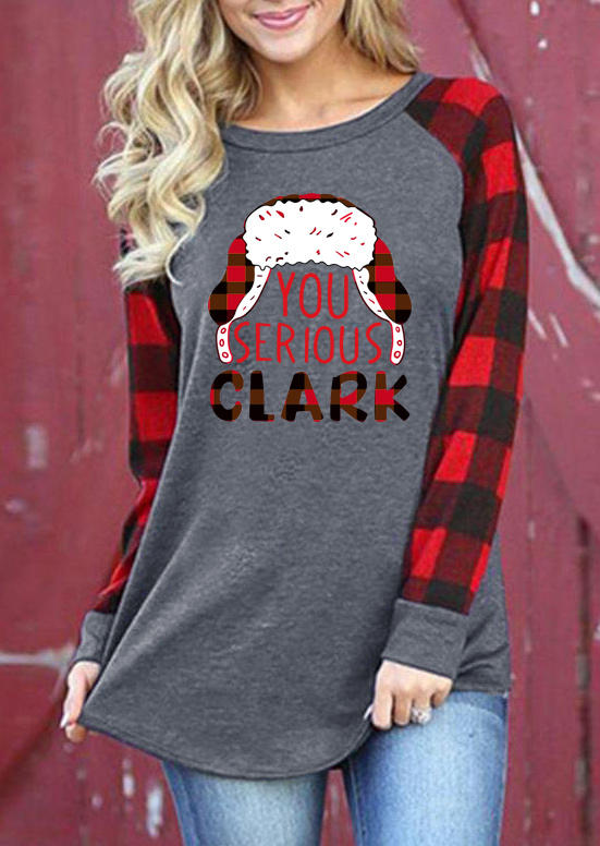 

Plaid You Serious Clark T-Shirt Tee - Gray, 520937
