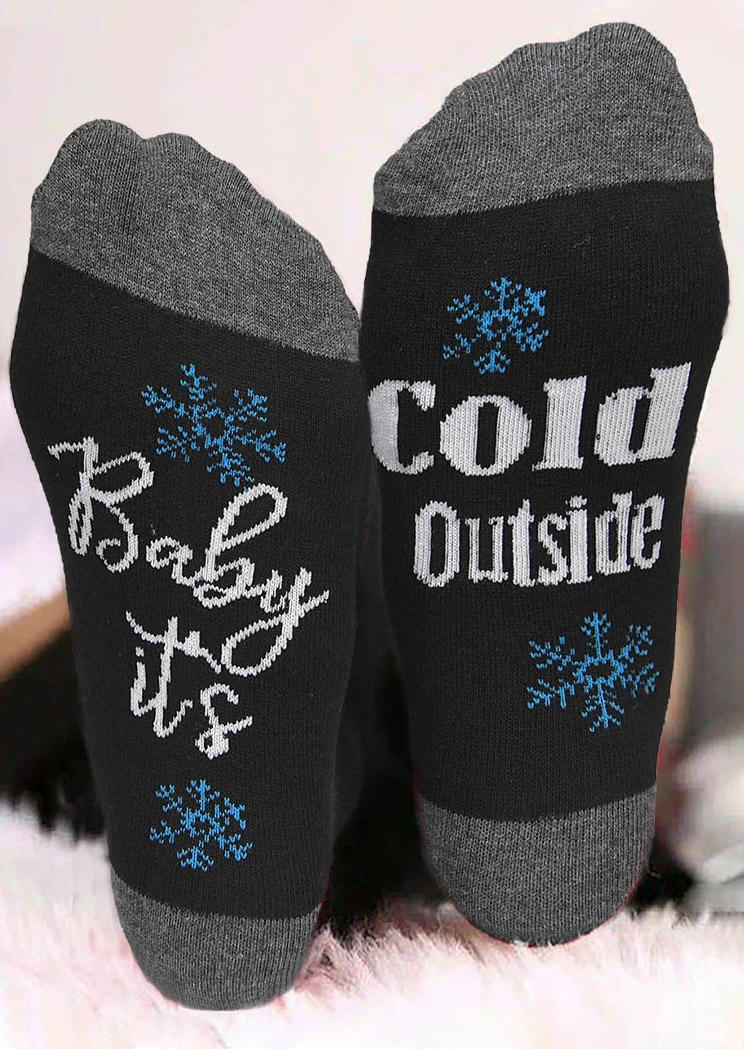 

Christmas Snowflake Baby It's Cold Outside Crew Socks, Black, 521576