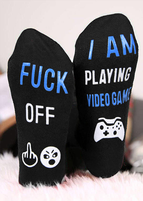 

I Am Playing Video Game Crew Socks - Black, 521926