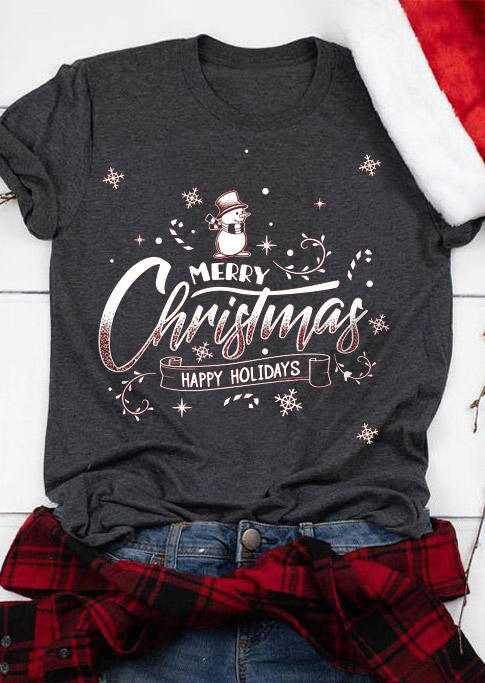 Buy Merry Christmas Happy Holidays T-Shirt Tee - Dark Grey. Picture