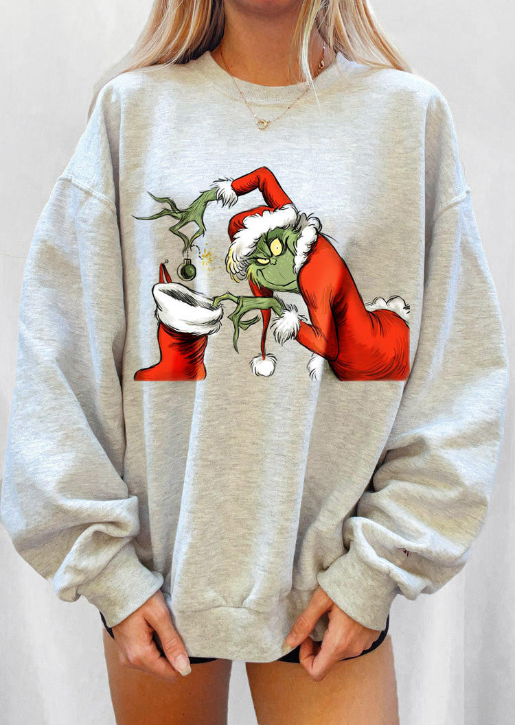 

Christmas Socks Cartoon Long Sleeve Sweatshirt - Gray, 522236