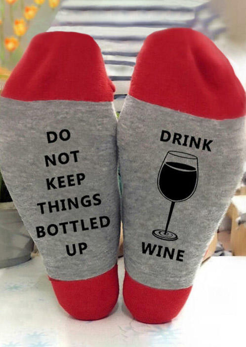 

Do Not Keep Things Bottled Up Crew Socks, Gray, 522262