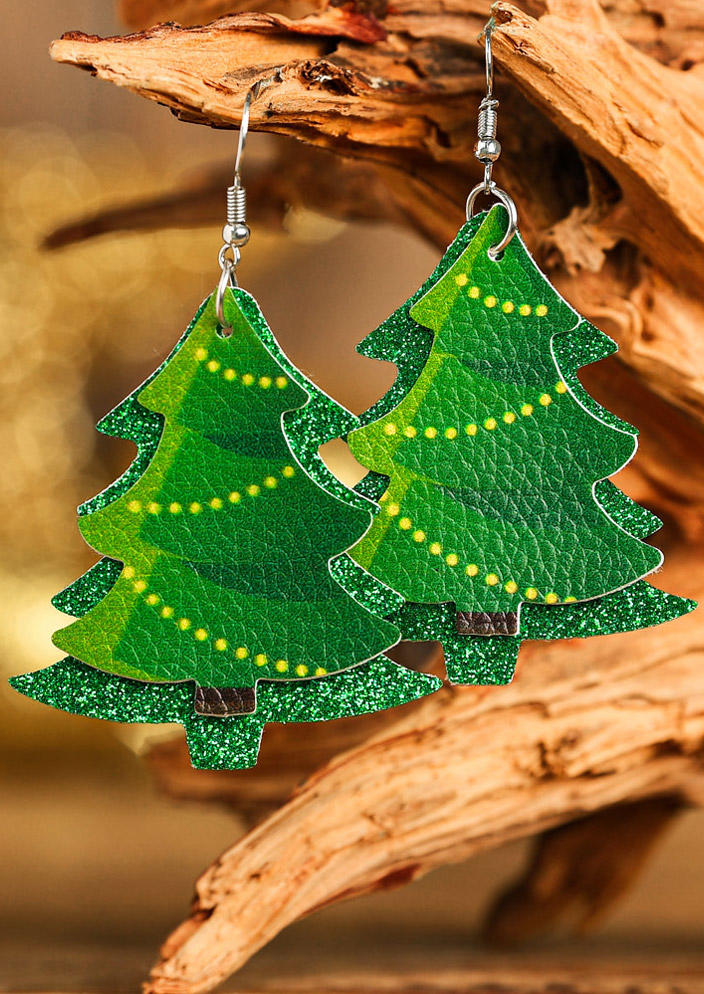

Christmas Tree Gnome Plaid Multi-Layered Earrings, Green;red, 521310