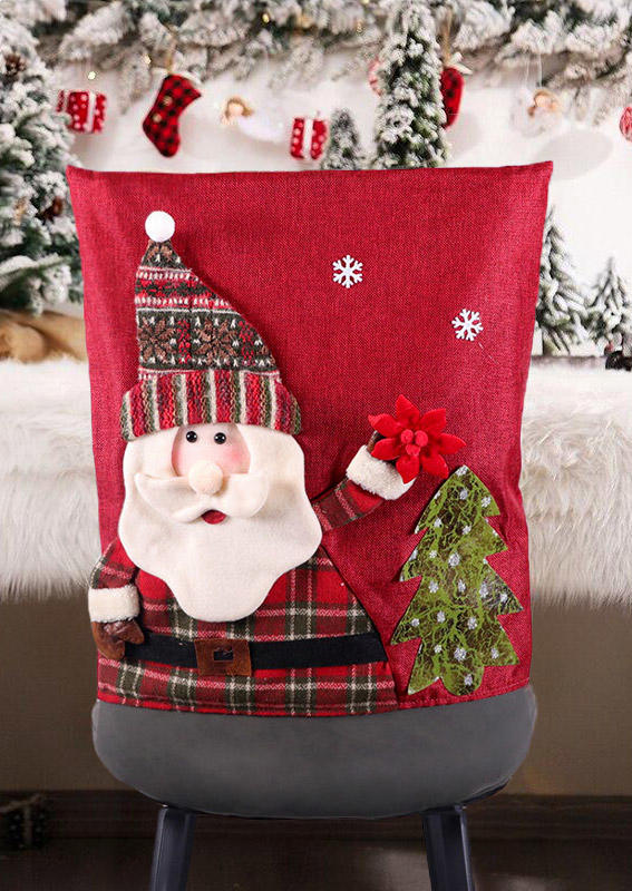 

Christmas Santa Claus Plaid Chair Cover, Pattern1;pattern2;pattern3, 521759