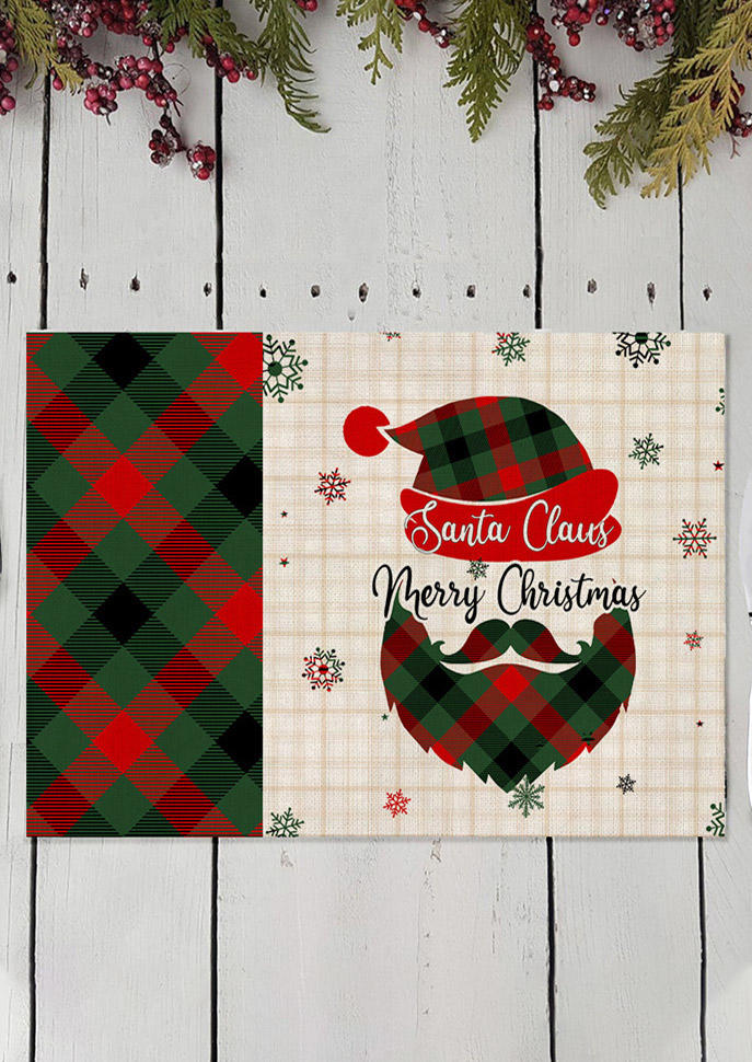 

Christmas Santa Claus Buffalo Plaid Placemat, Pattern1;pattern2;pattern3, 522091