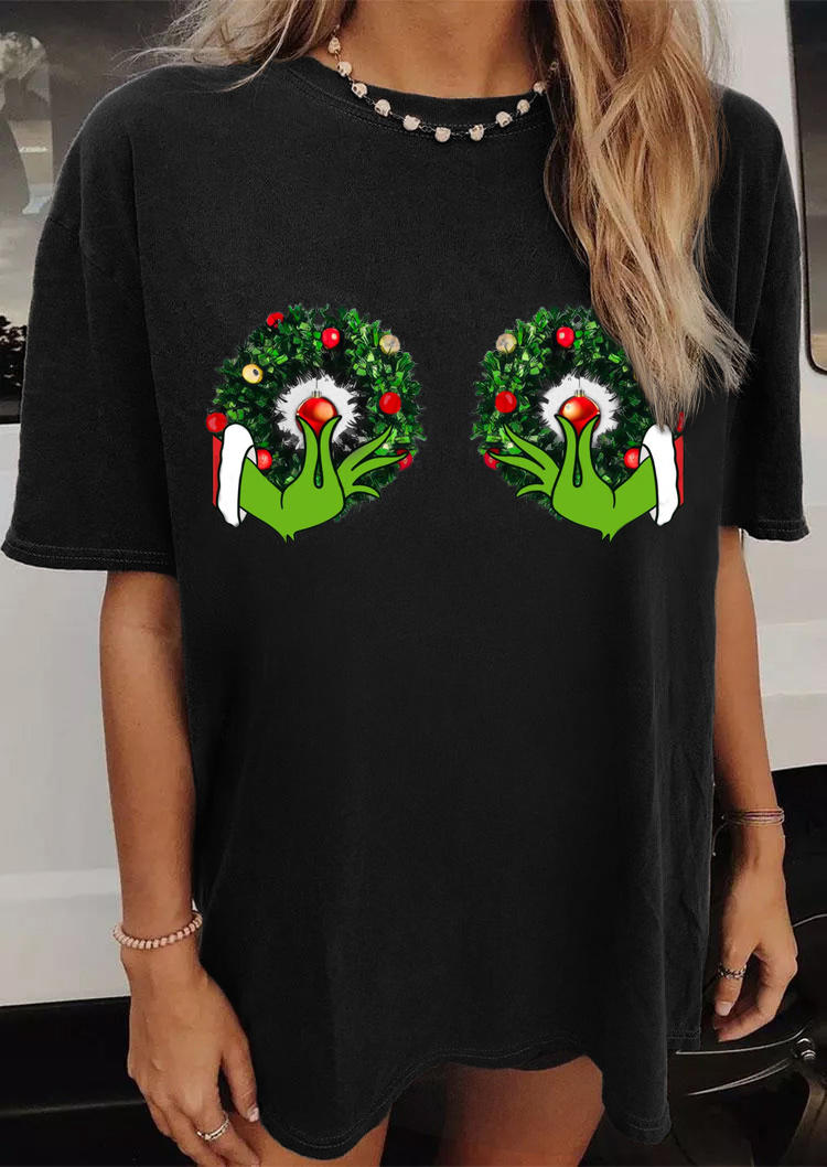 Buy Cartoon Hand Wreath O-Neck T-Shirt Tee - White. Picture