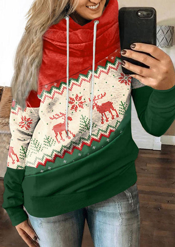 

Christmas Reindeer Long Sleeve Hoodie, Multicolor, 521568