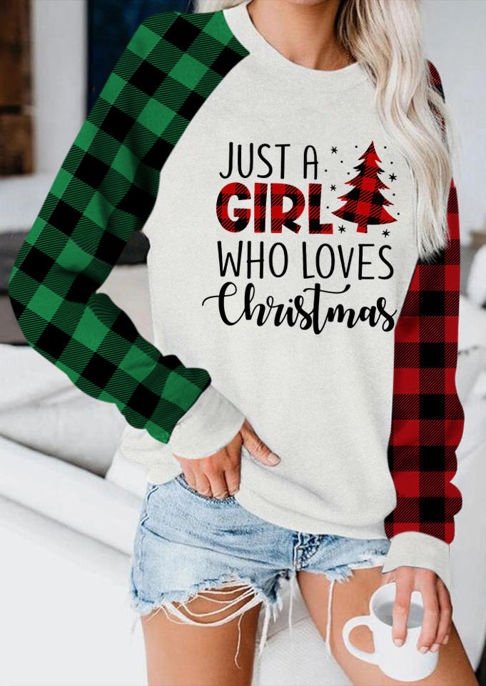Just A Girl Who Loves Christmas Plaid Sweatshirt