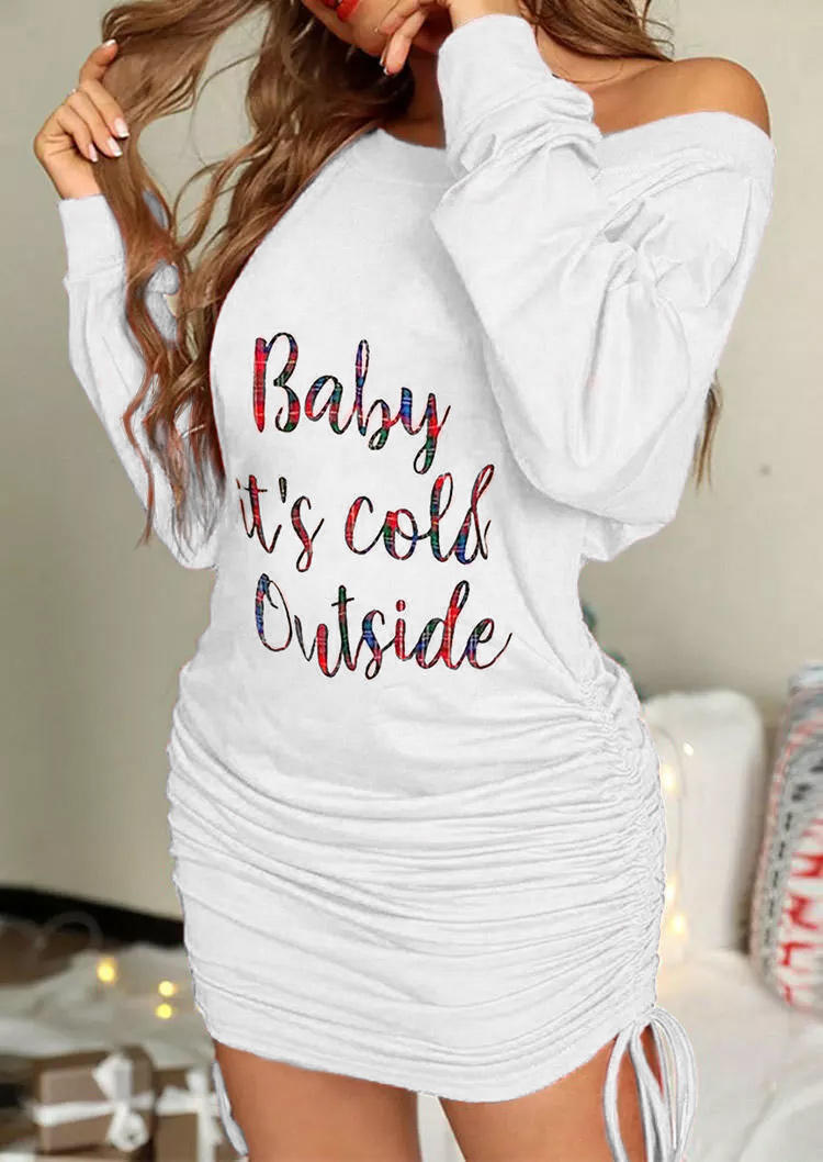 

Baby It's Cold Outside Snowflake Bodycon Dress - White, 522609