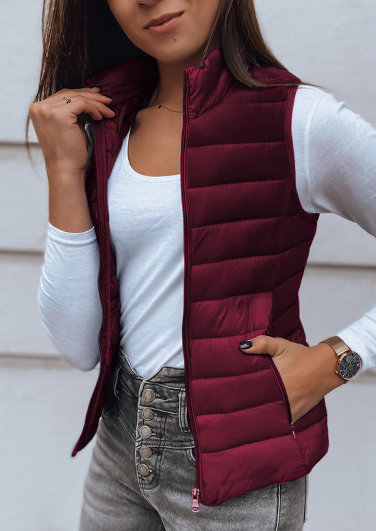 

Zipper Pocket Down Vest Coat - Burgundy, 521410