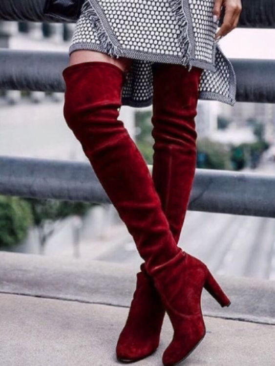 Christmas Over Knee Boots - Red