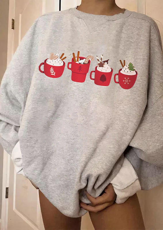 

Christmas Drink Long Sleeve Sweatshirt - Gray, 522575