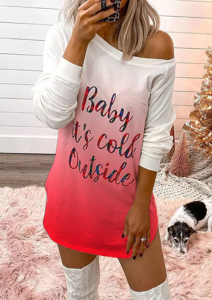 Baby It's Cold Outside Gradient Mini Dress - Red