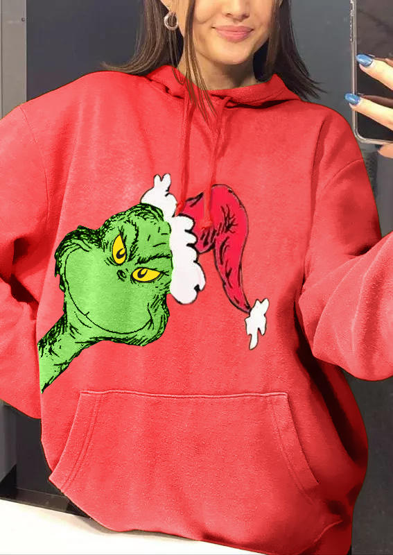 

Graphic Drawstring Long Sleeve Hoodie - Watermelon Red, 522803