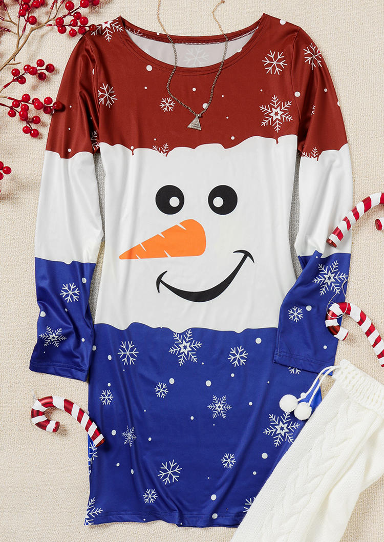 Snowman Color Block Mini Dress