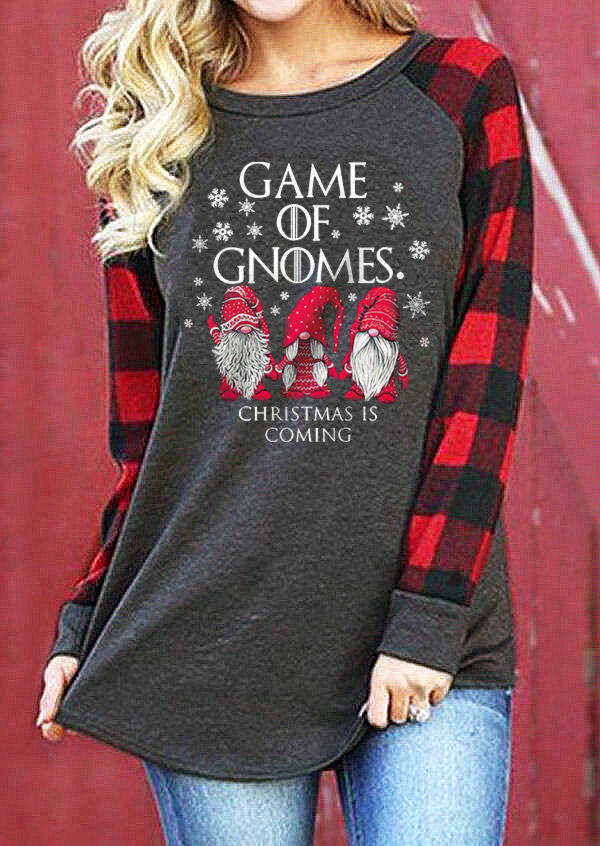 

Game Of Gnomes Christmas Is Coming Plaid T-Shirt Tee - Dark Grey, Gray, 522747