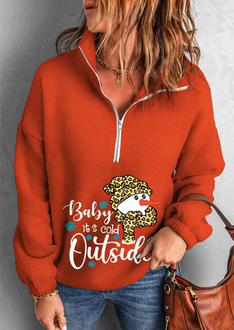 

Snowman Leopard Baby It' Cold Outside Sweatshirt - Orange, 522768