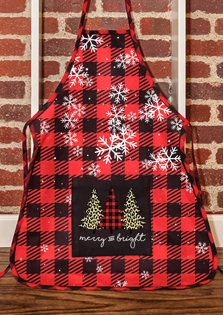 

Merry And Bright Plaid Leopard Christmas Trees Apron, 522816