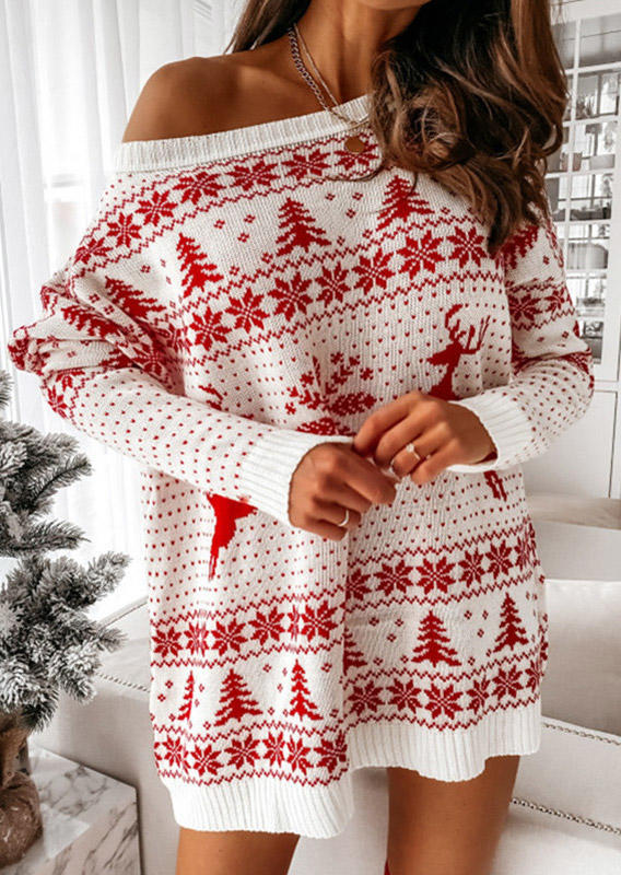 

Christmas Reindeer Snowflake Mini Dress - White, 522930