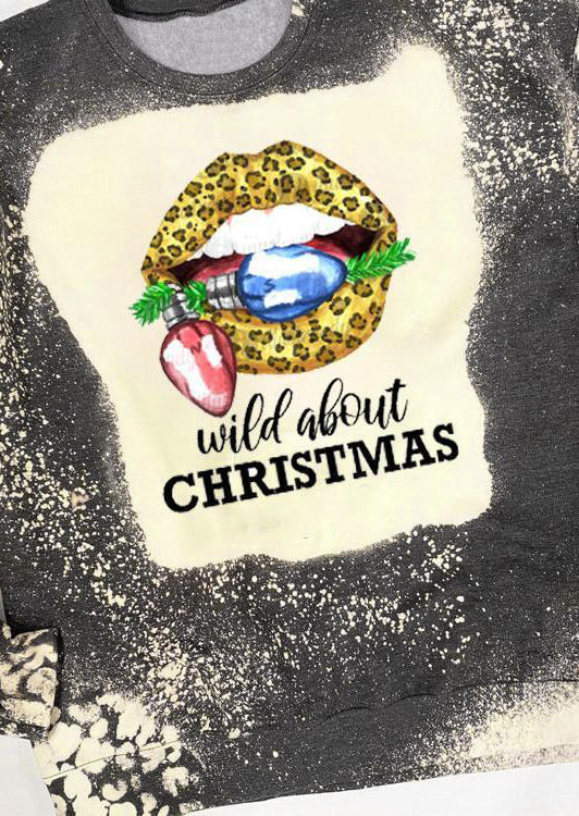 

Leopard Lips Wild About Christmas Bleached Blouse - Dark Grey, 521517