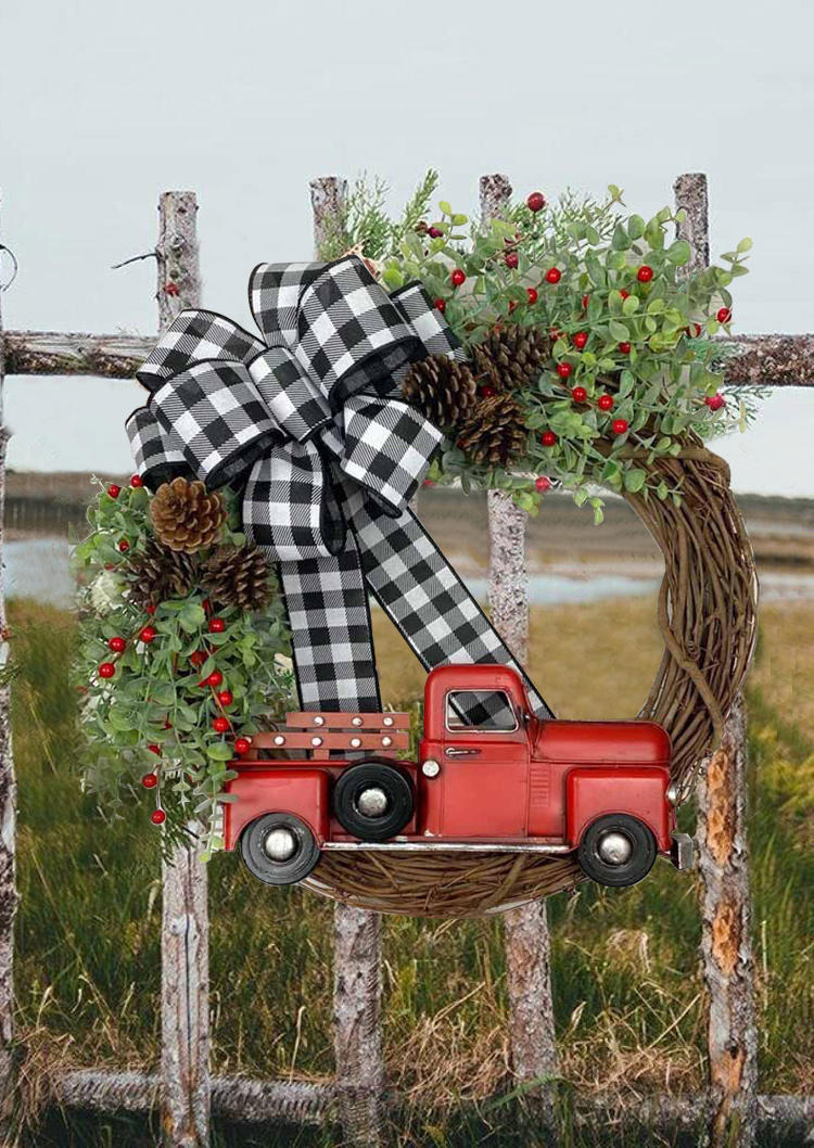 

Christmas Truck Wreath Decoration For Front Door, Multicolor, 522171