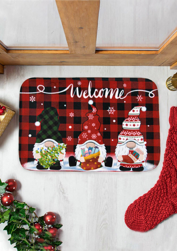 

Christmas Buffalo Plaid Gnomies Carpet, Pattern1, 522321