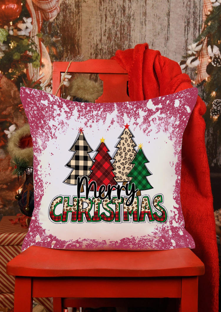 

Merry Christmas Leopard Plaid Pillowcase without Pillow, Multicolor, 522635