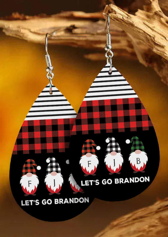 

Let's Go Brandon Gnomies Plaid Striped Earrings, Multicolor, 522799