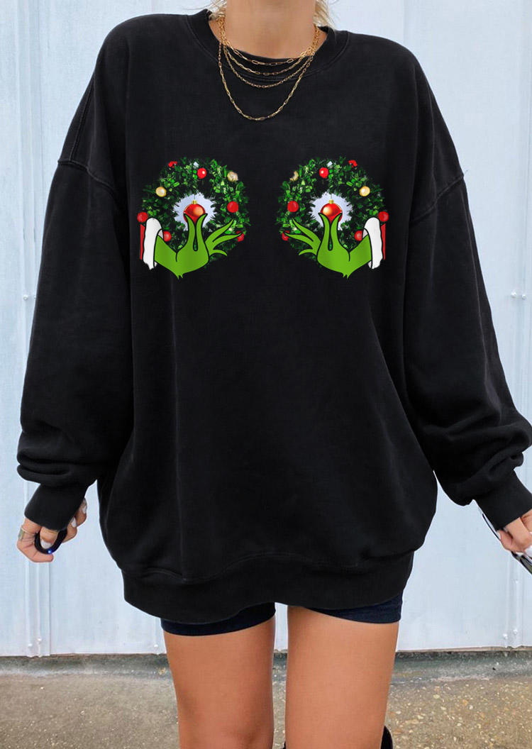 

Wreath Cartoon Pullover Sweatshirt - Black, 522945