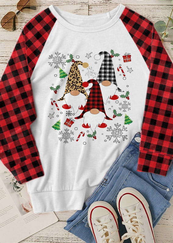 Leopard Gnomies Plaid Sweatshirt