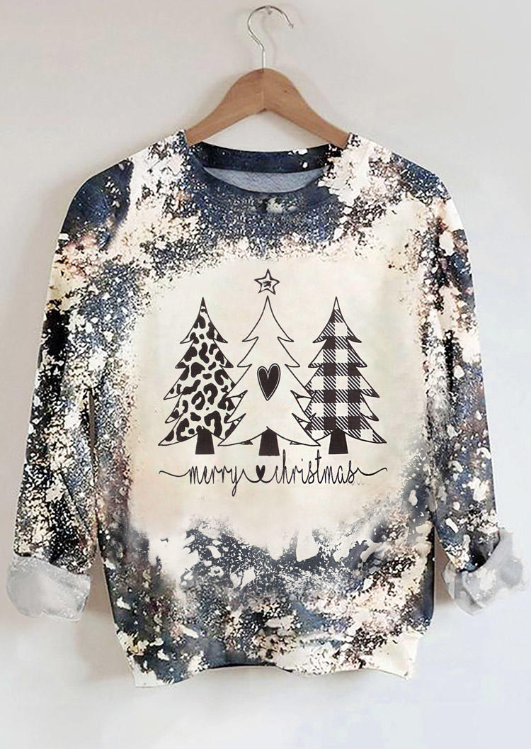 

Plaid Leopard Tree Bleached Sweatshirt, Multicolor, 522384