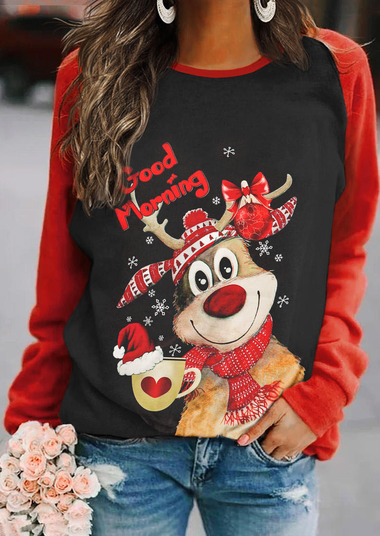 

Good Morning Reindeer Sweatshirt - Black, 522401