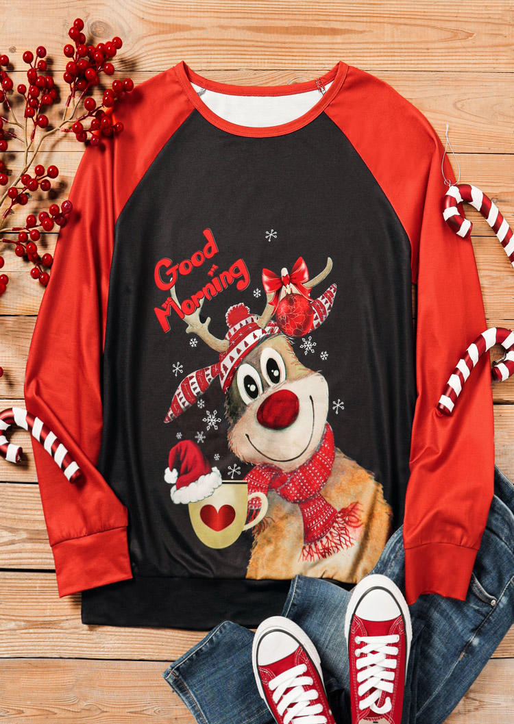 Good Morning Reindeer Sweatshirt - Black