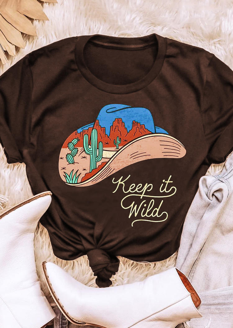 Keep It Wild Cactus T-Shirt Tee - Brown