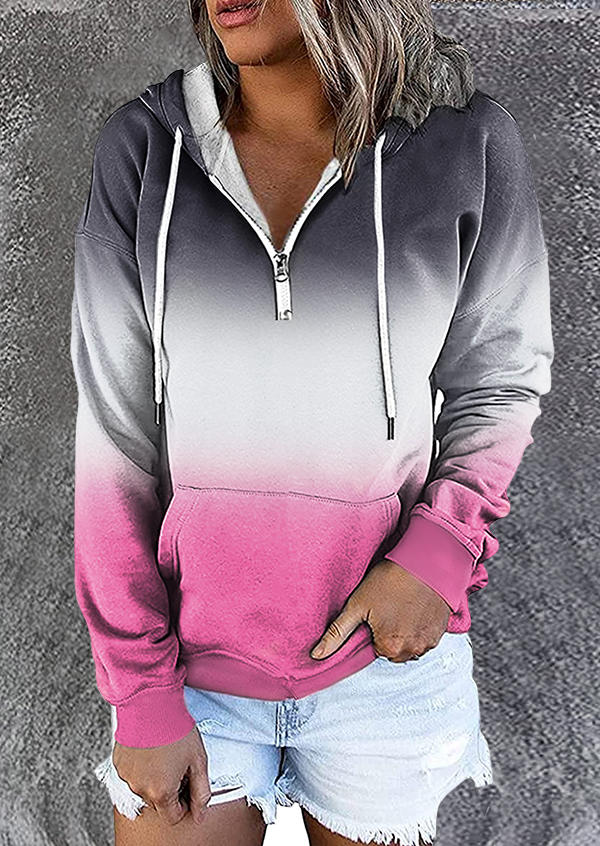 

Gradient Kangaroo Pocket Pullover Hoodie - Pink, 523063