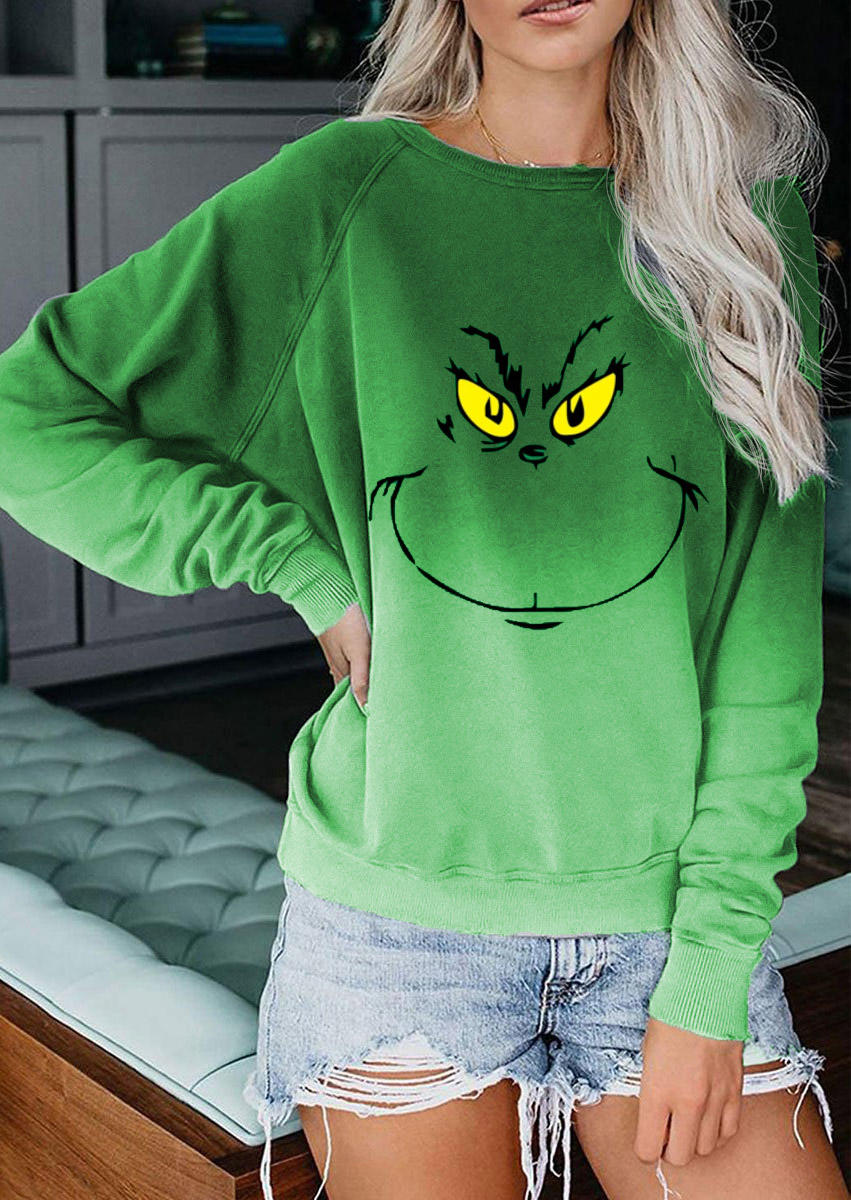 Cartoon Long Sleeve Sweatshirt - Green