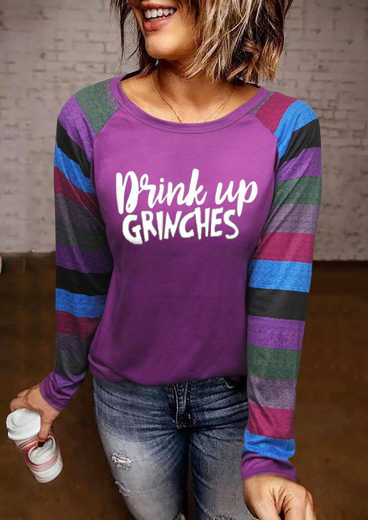 

Christmas Drink Up Striped Blouse - Purple, 523225