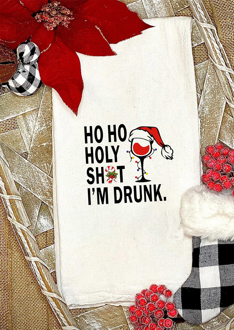 

Christmas Ho Ho Holy I'm Drunk Tea Towel, Beige, 523235