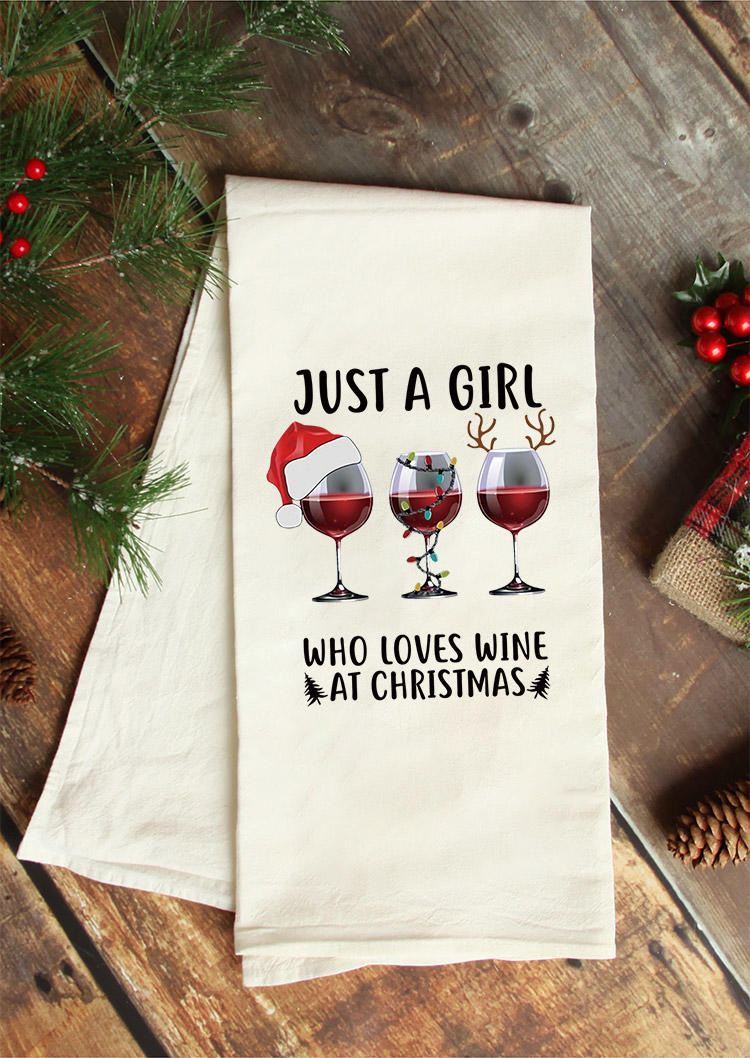 

Just A Girl Who Loves Wine At Christmas Tea Towel, White, 523272