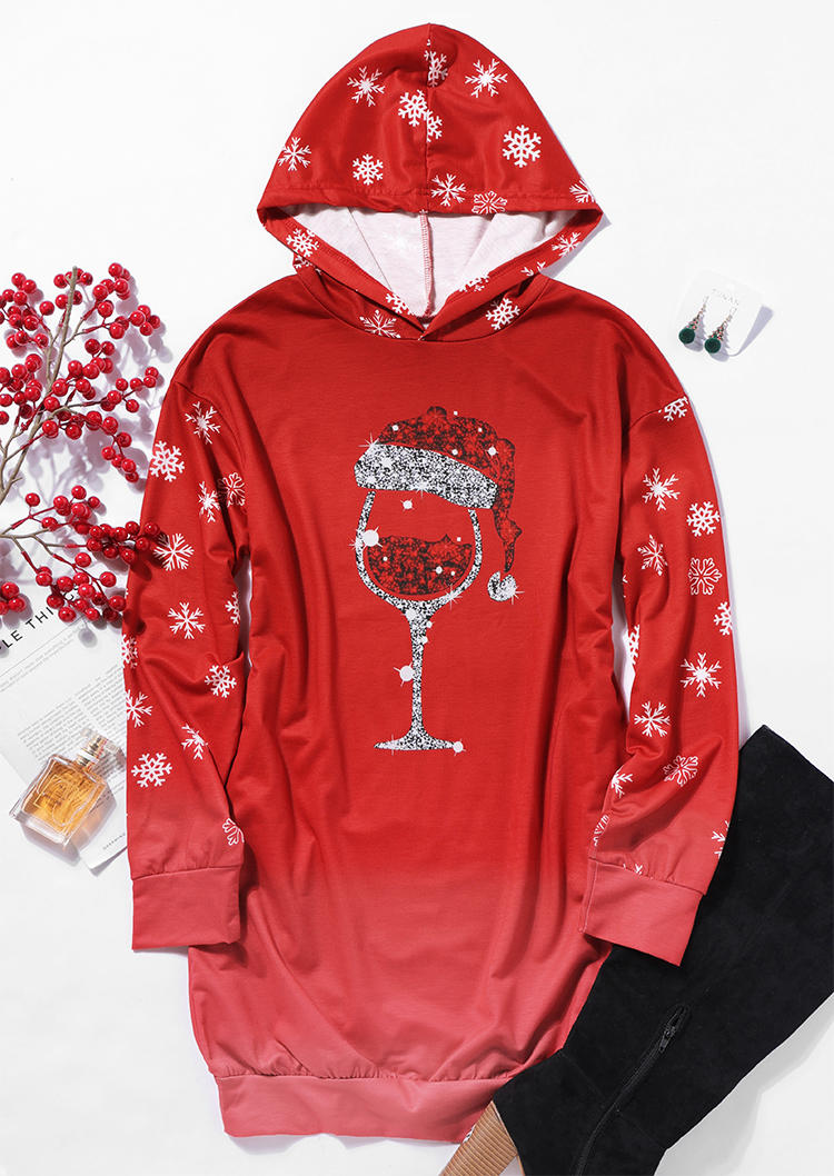 Hat Wine Glass Hooded Mini Dress - Red