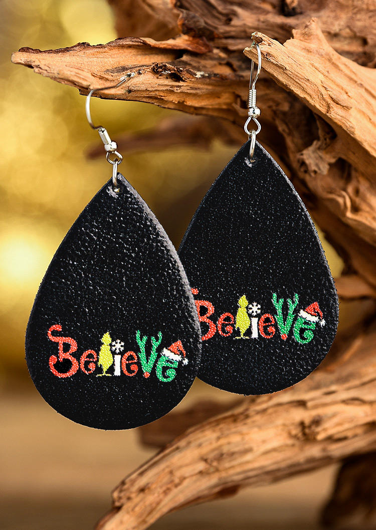 

Christmas Hat Believe Cartoon Earrings, Multicolor, 522038