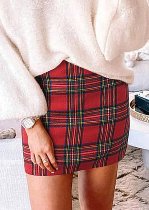 

Buffalo Plaid Mini Bodycon Skirt, 522361