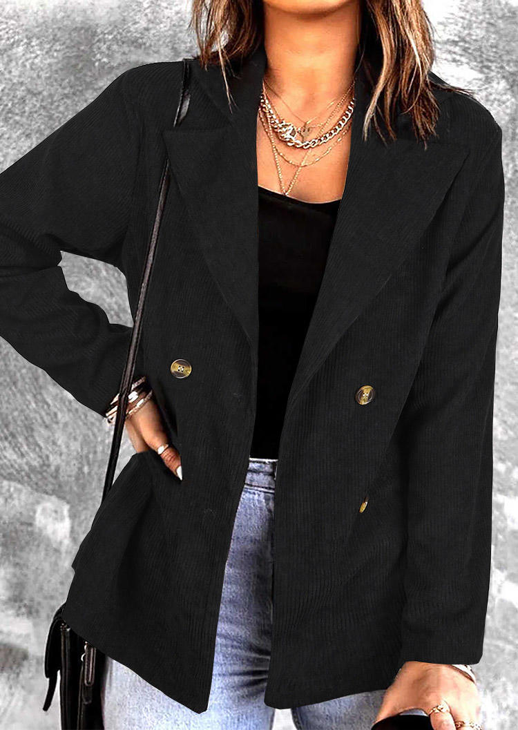 

Button Turn-down Collar Long Sleeve Blazer - Black, 522458