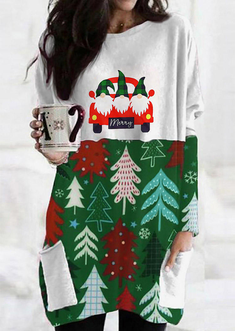 

Merry Christmas Gnomies Tree Pocket Blouse - Green, 522895