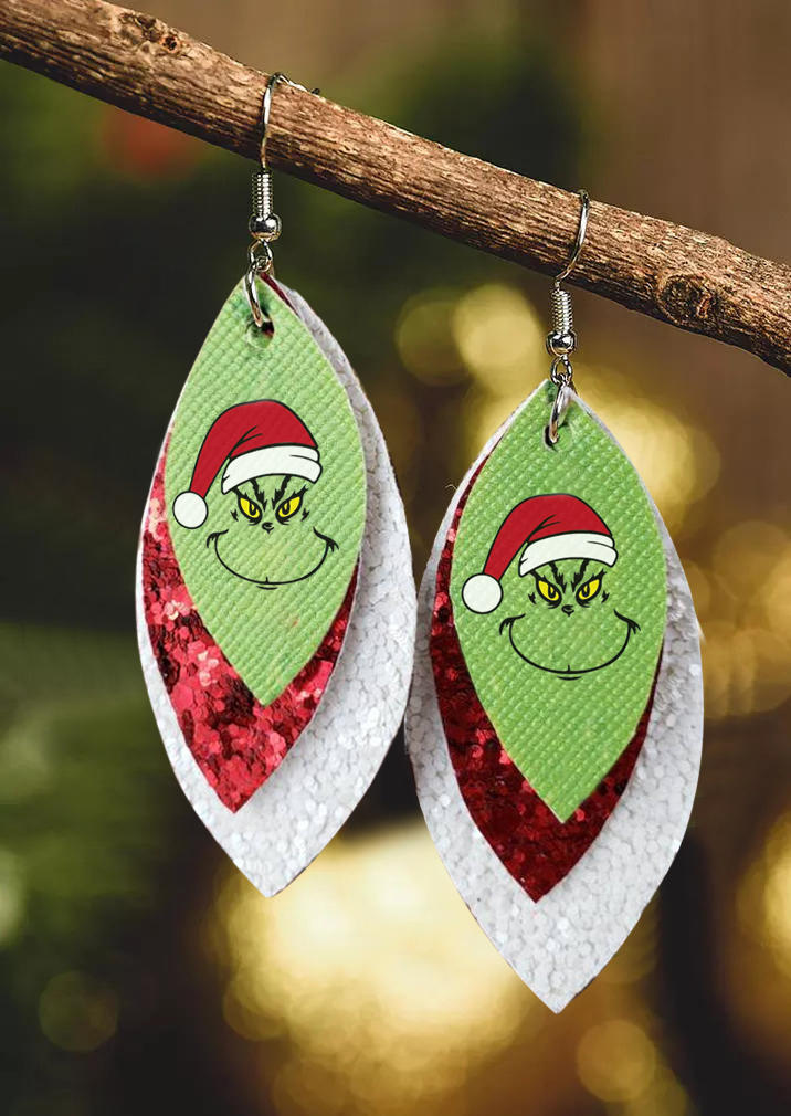 

Christmas Hat Cartoon Sequined Earrings, White, 523353