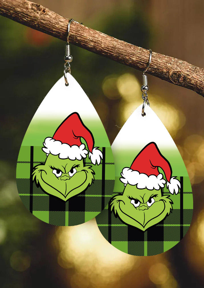 

Cartoon Plaid Gradient Earrings, Green, 523408