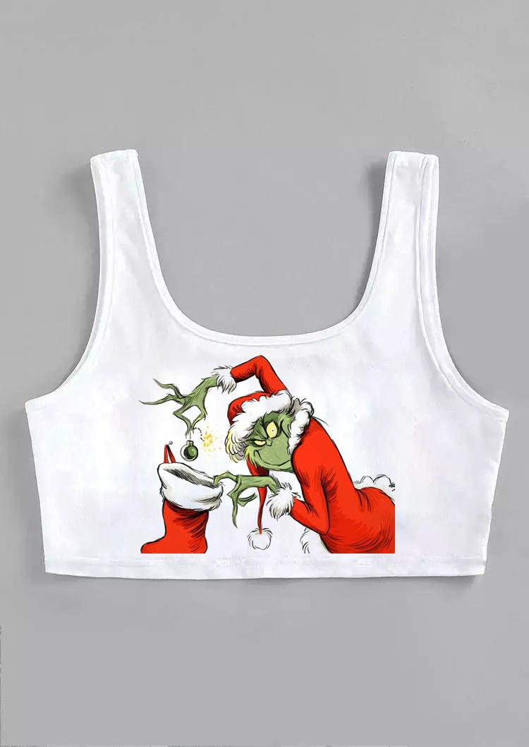 

Cartoon Crop Tank Top - White, 523466