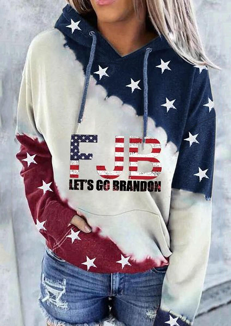 

FJB Let's Go Brandon Star Long Sleeve Hoodie - White, 523510
