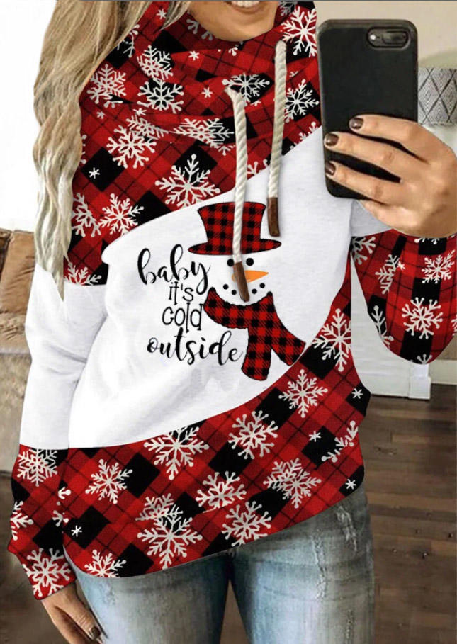 Buffalo Plaid Baby It's Cold Outside Hoodie - White