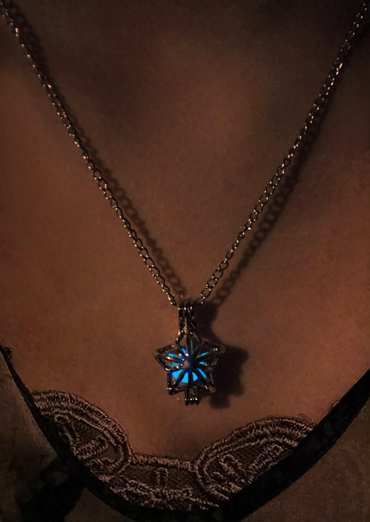 

Star Luminous Alloy Necklace, Sky blue;cyan, 522815